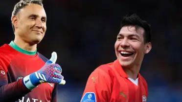 Keylor Navas e Hirving Lozano durante su estadía en el PSG y PSV, respectivamente