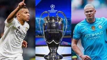 Mbappé, trofeo de la Champions y Haaland. | Foto: X oficial del Real Madrid, Champions y Manchester