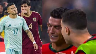 Orbelín Pineda falla penal con la selección de México, mientras Cristiano llora (Fuente: Mexsports y Directv) 