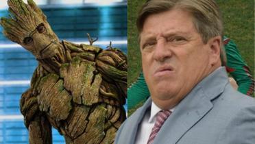 Personaje de una película que simboliza a un tronco y Miguel Herrera (Fuente: TUDN) 