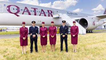 Qatar Airways y su tripulación (Foto: Aviación 21)