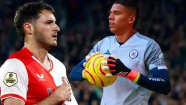 Santiago Giménez con la playera de Feyenoord y Kevin Mier con Cruz Azul / Foto: Getty Images