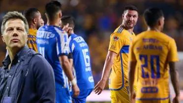 Tato Noriega con jugadores de Rayados y Tigres  Foto: Récord