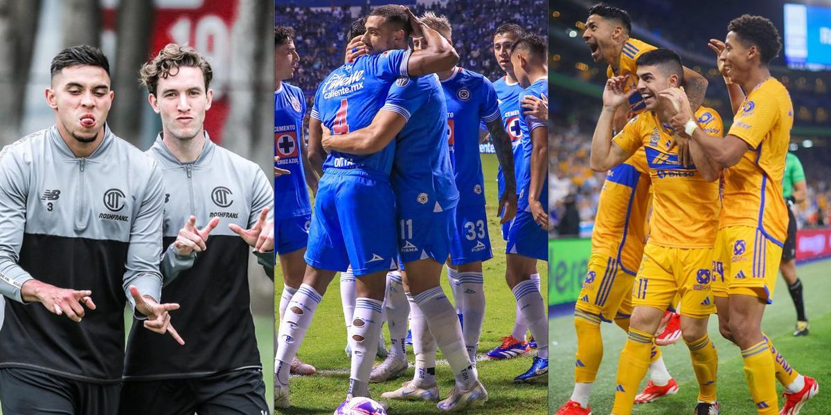 Toluca, Cruz Azul y Tigres no han cumplido con regla de menores / Foto: X @toluca, @cruzazul y @tigres