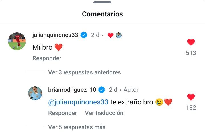 Brian Rodríguez y Julián Quiñones (Instagram)