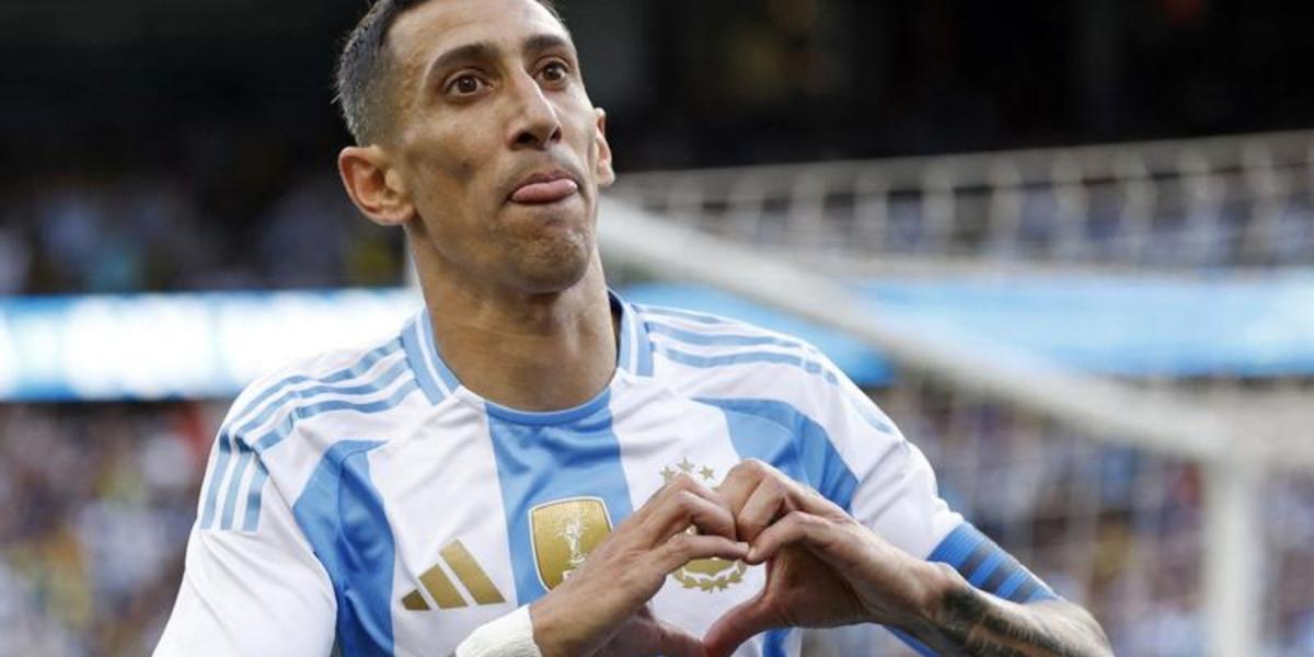 Ángel Di María festeja un gol con la selección nacional de Argentina (Fuente: Excelsior) 