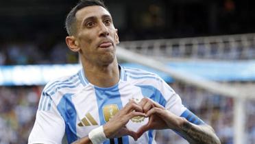 Ángel Di María festeja un gol con la selección nacional de Argentina (Fuente: Excelsior) 