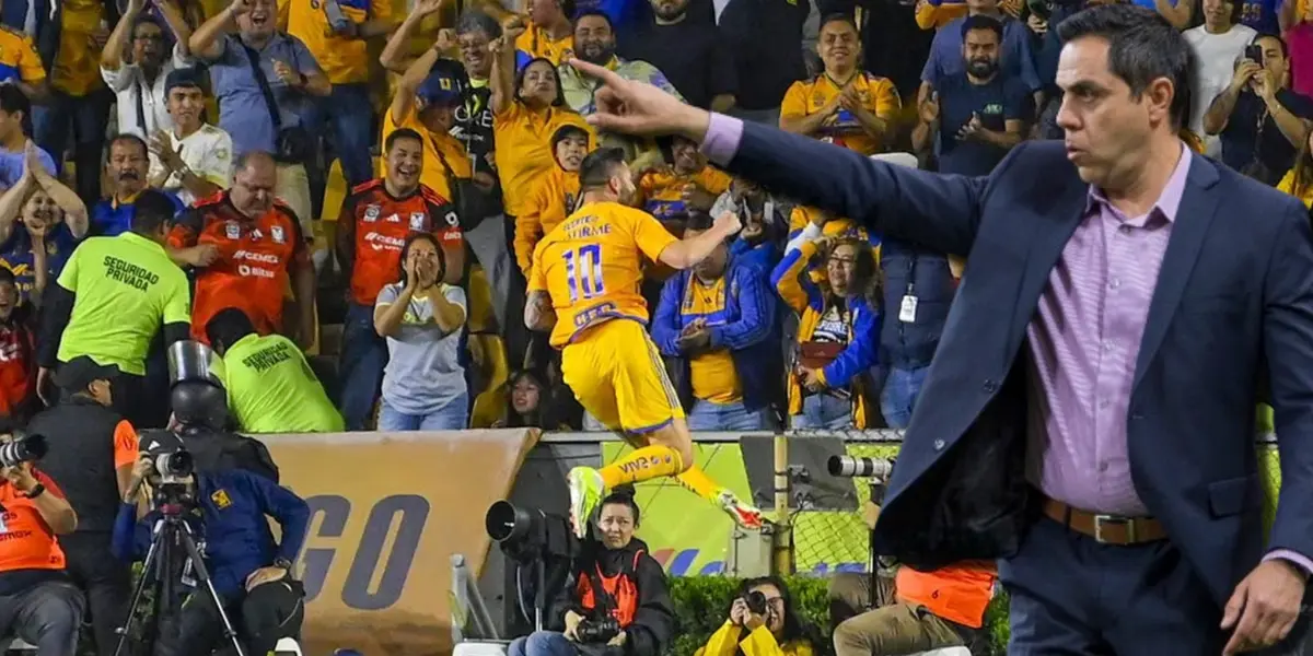 Así celebro el gol André-Pierre Gignac ante Juárez luego de su polémica con el auxiliar técnico Miguel Fuentes 