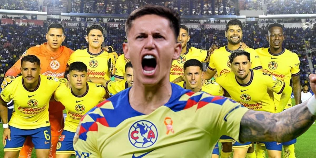 Brian Rodríguez y al fondo el Club América (Foto: Imago7)