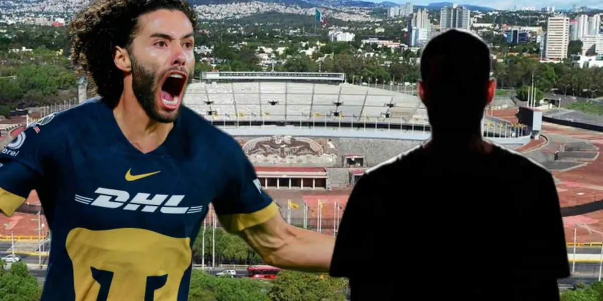 César Huerta y al fondo el Estadio Olímpicio Universitario / Foto Getty