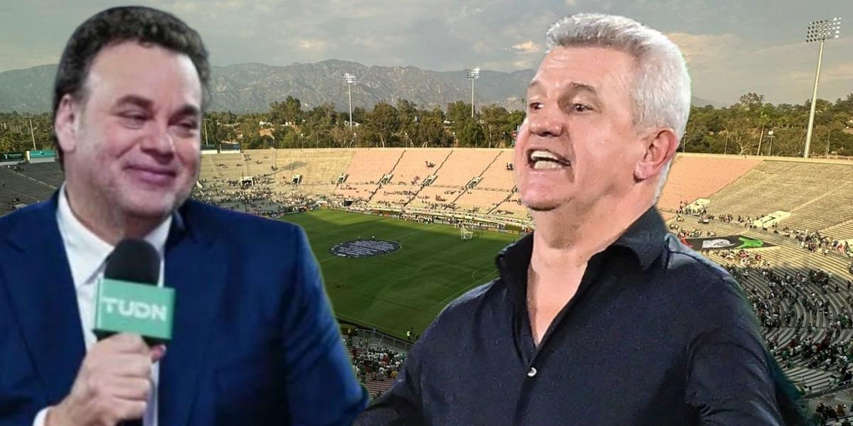 David Faitelson y Javier Aguirre, al fondo el Estadio Rose Bowl (Foto: GettyImages)