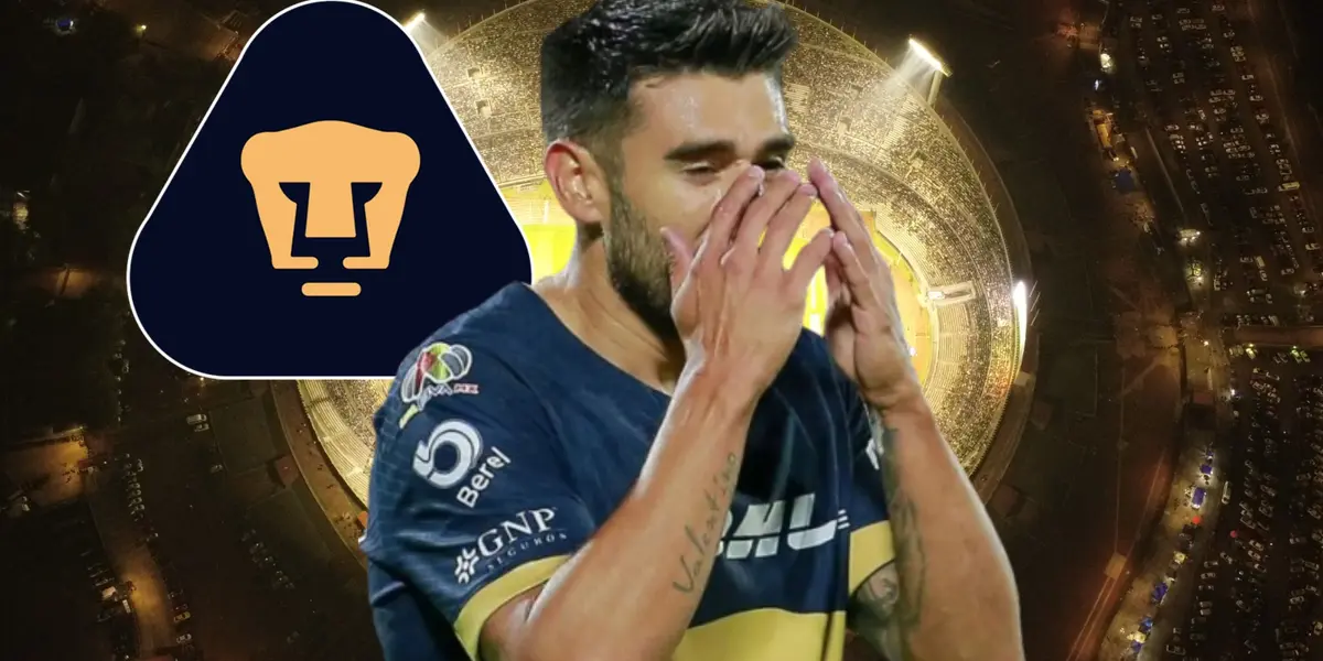 Eduardo Salvio lamentándose en partido con Pumas