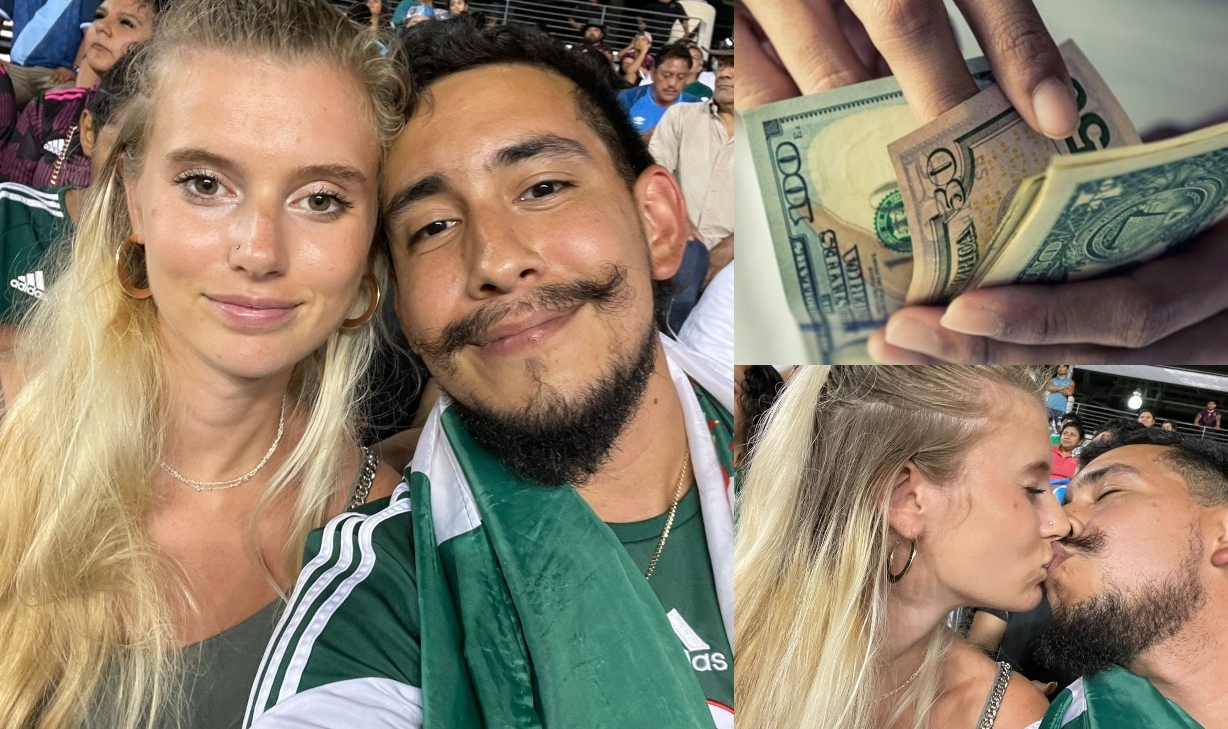 El dinero que pagó el paisano mexicano para invitar a la gringa y al fin  darle un beso en el partido de la selección de México