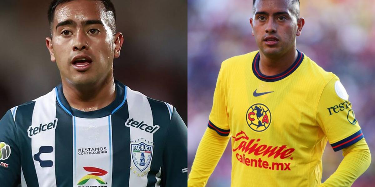 Erick Sánchez jugando con la playera de Pachuca y con la de América (fuente: Imago y Mexposrts) 