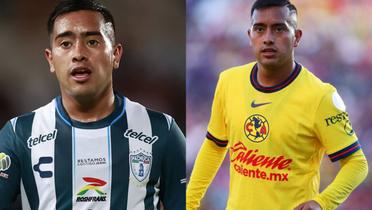 Erick Sánchez jugando con la playera de Pachuca y con la de América (fuente: Imago y Mexposrts) 