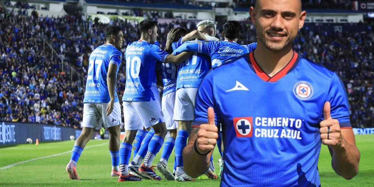 Giorgios Giakoumakis festeja su segundo gol con Cruz Azul (Fuente: Cruz Azul) 