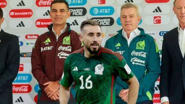 Héctor Herrera y al fondo Rafa Márquez y Javier Aguirre (Foto: GettyImages)