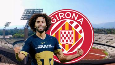 Huerta en CU y el escudo del Girona