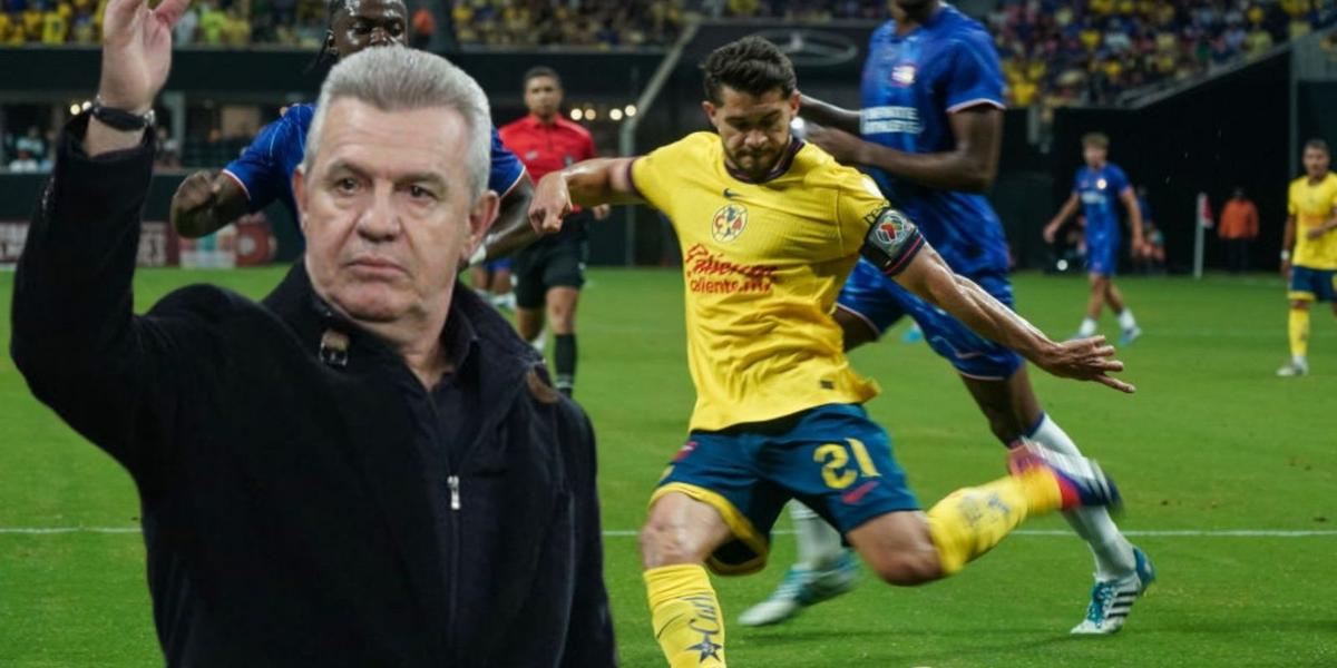 Javier Aguirre y al fondo Henry Martín en el partido vs el Chelsea (Foto: GettyImages)