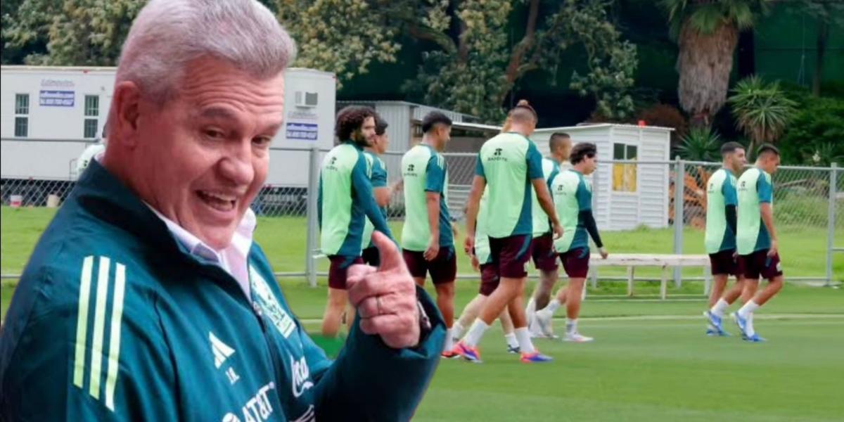 Javier Aguirre y al fondo sus nuevos pupilos (Foto: X @miseleccionmx)