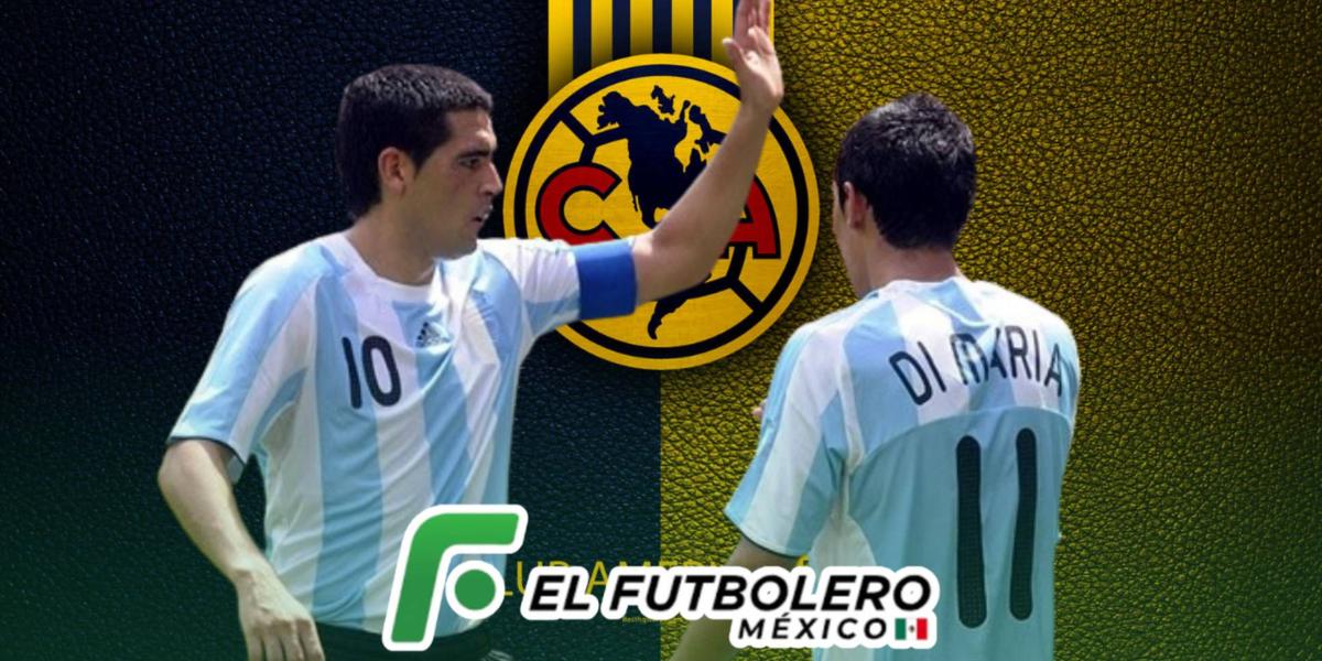 Juan Román Riquelme y Ángel Di María y América _ Foto_ Getty y wallpapers.com