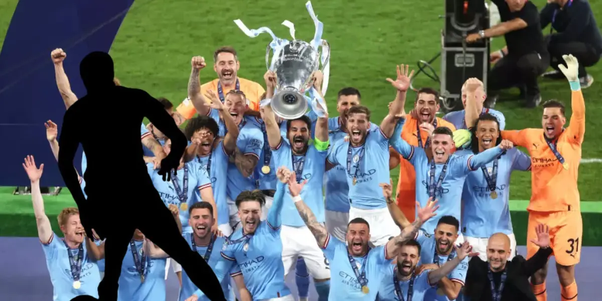 Jugador oculto con imagen del Manchester City campeón/FOTO El Futbolero