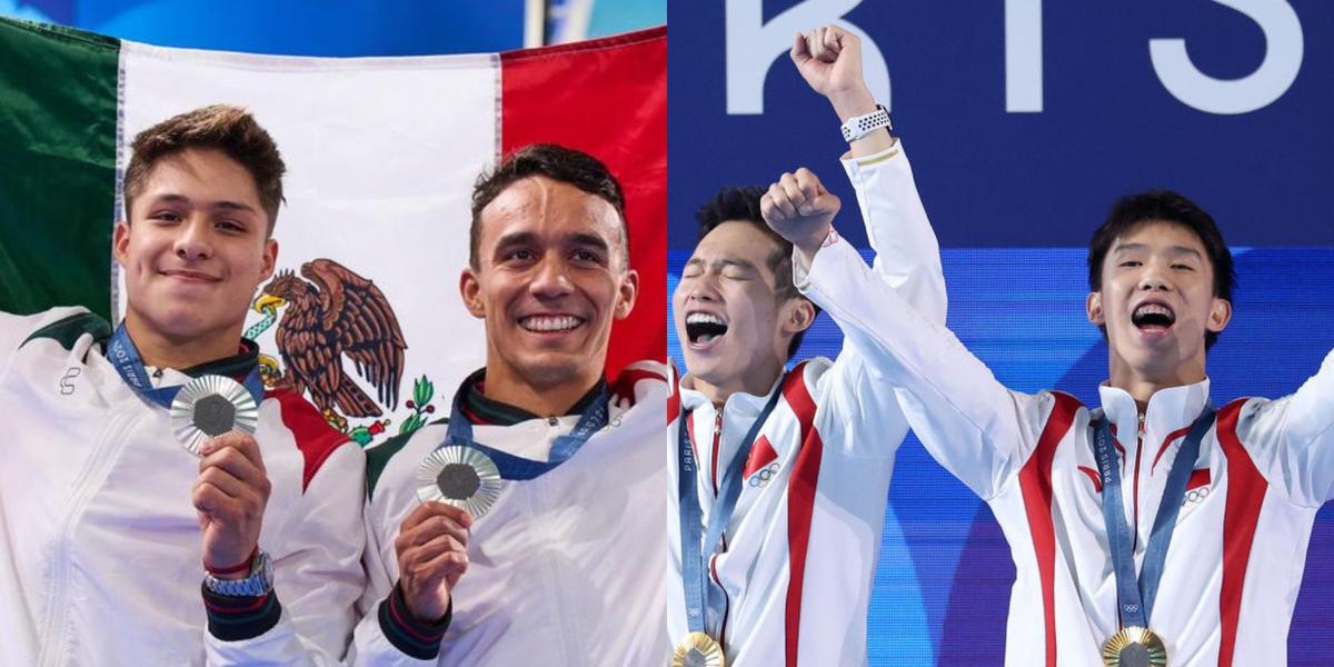 La dupla de México y China en saltos sincronizados. (Foto: collage)