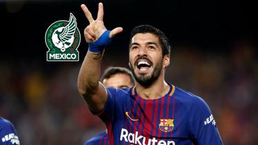 Luis Suárez festeja señalando el número tres (Fuente: Twitter Luis Suárez) 