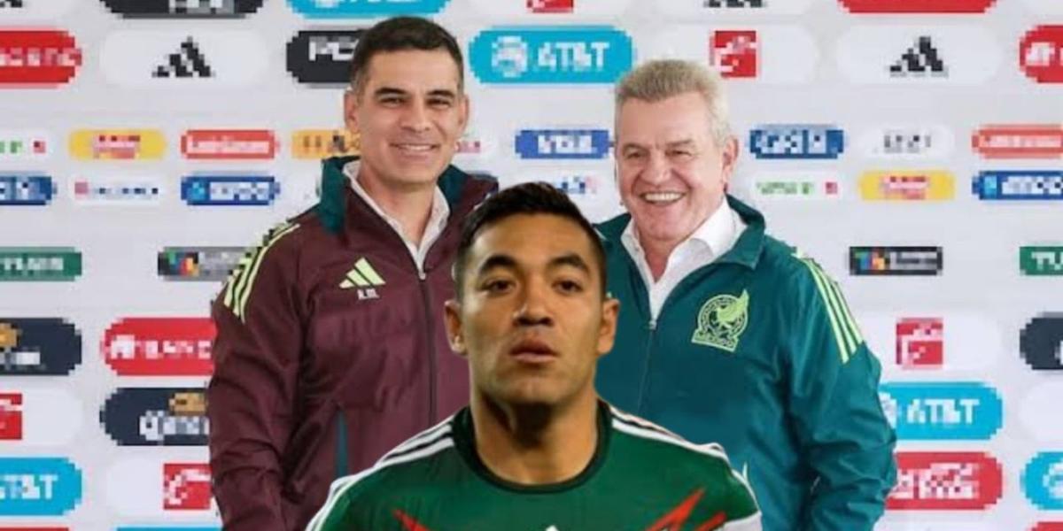 Marco Fabián y al fondo Javier Aguirre y Rafa Márquez (Foto: Imago7)