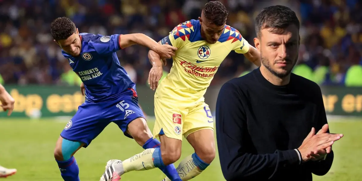 Martín Anselmi durante el cotejo entre Cruz Azul y América