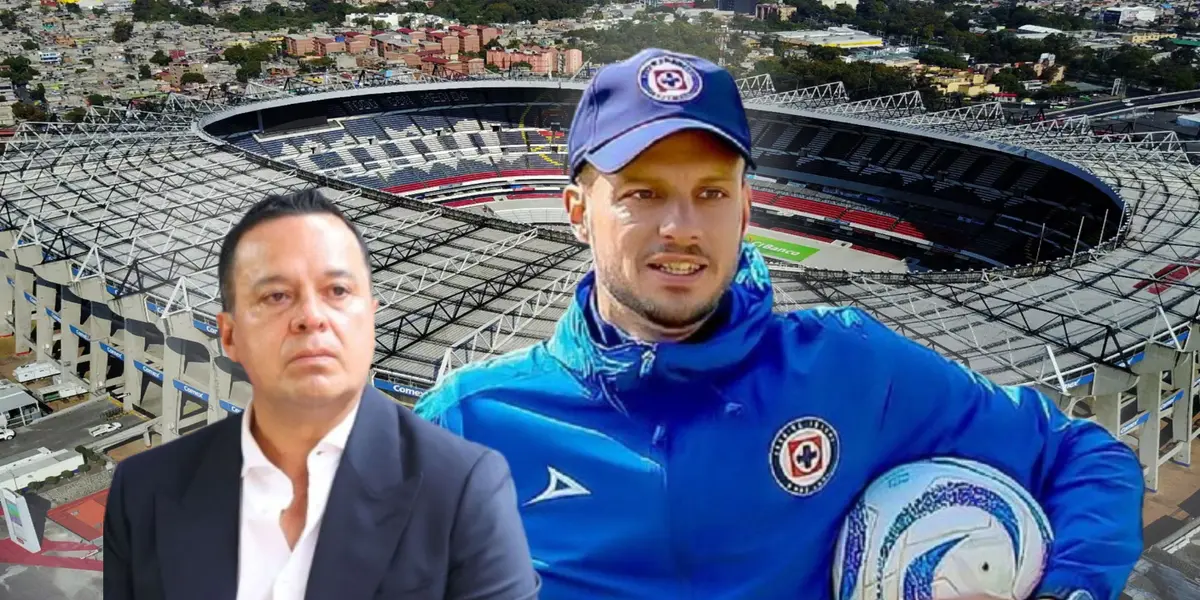 Martín Anselmi y Víctor Velázquez durante la presentación de Cruz Azul