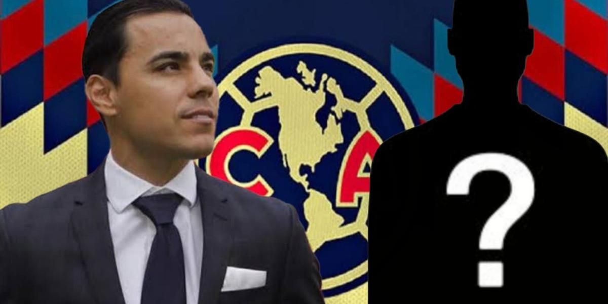 Omar Bravo y al fondo el escudo del Club América (Foto: X)