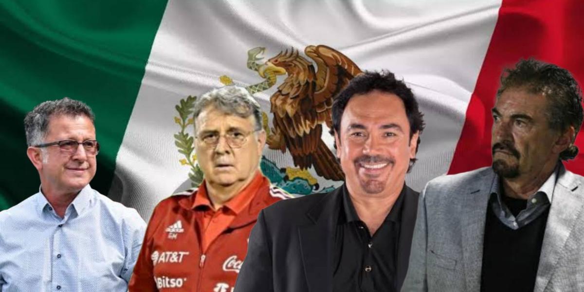 Osorio, Martino, Sánchez y La Volpe, al fondo la bandera de México (Foto: GettyImages)