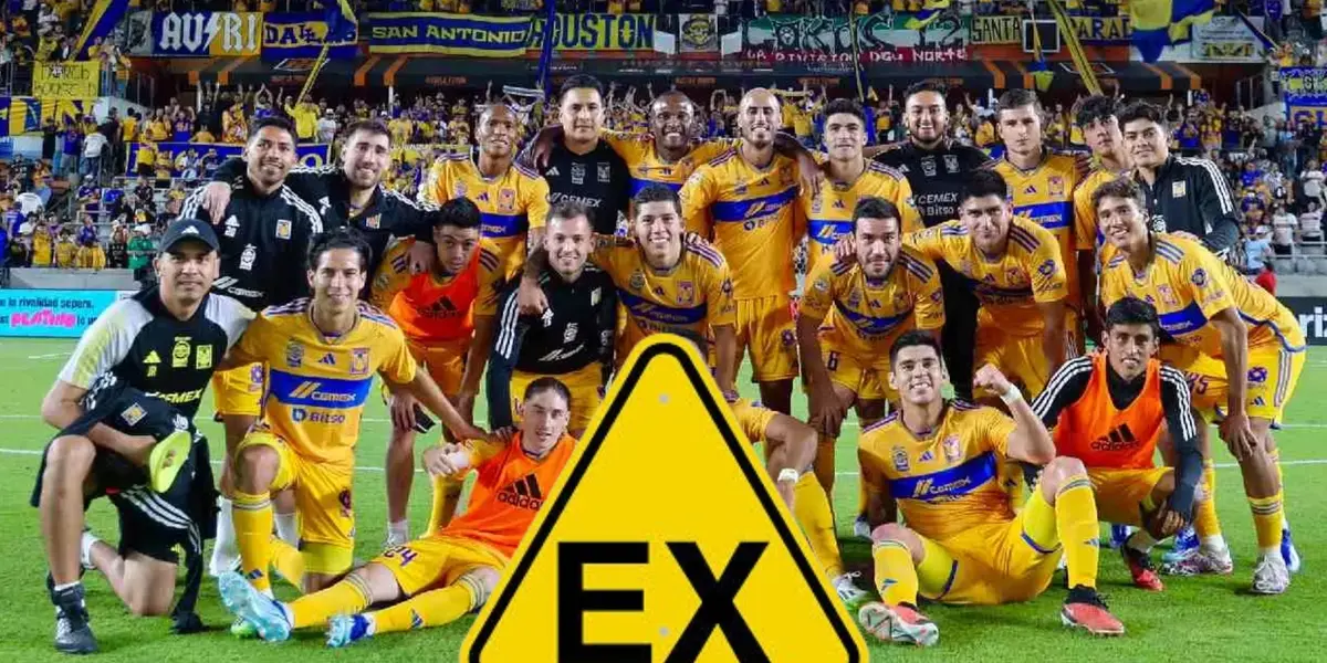 Plantilla de Tigres en un estadio en Estados Unidos, abajo, un letrero con la palabra Ex / Antena 2