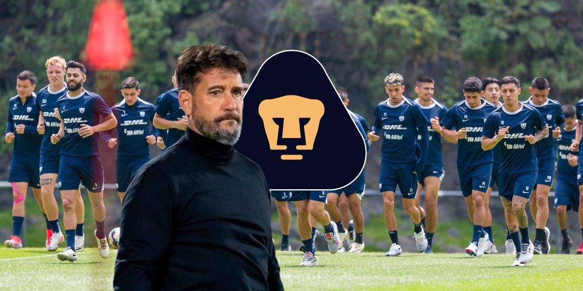 Pumas entrenando y Gustavo Lema / Foto: Pumas MX