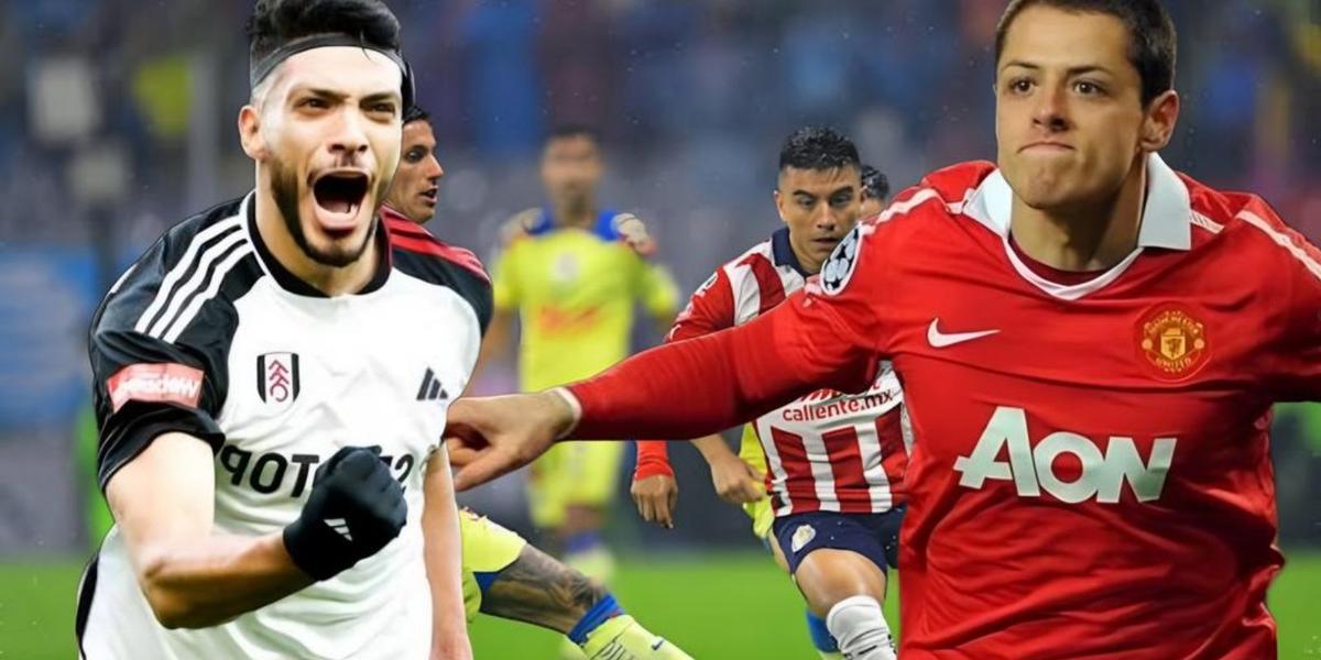 Raúl Jiménez y Javier Hernández, al fondo un partido entre América y Chivas (Foto: EFE)