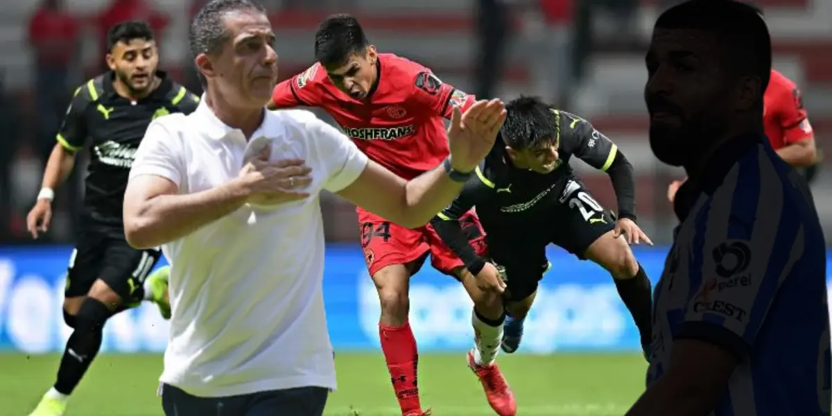 Renato Paiva, Rodrigo Aguirre y jugadores de Toluca y Chivas Foto: El Informador 