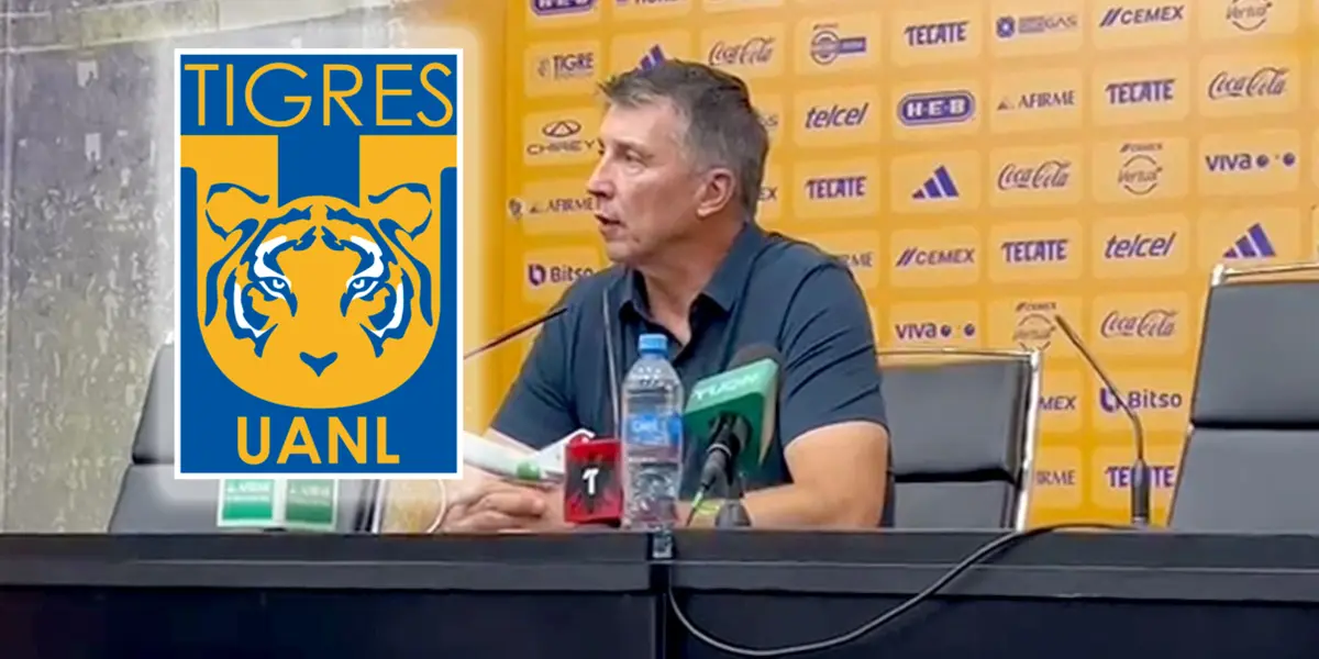 Robert Dante Siboldi durante una conferencia de prensa en Tigres