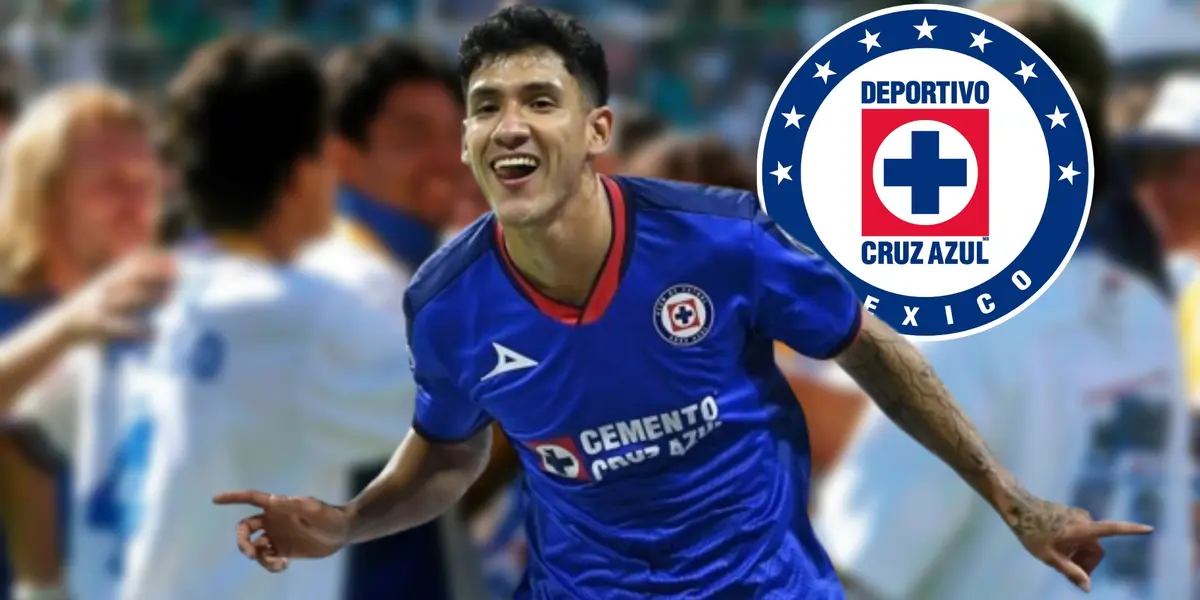 Uriel Antuna festejando gol con Cruz Azul