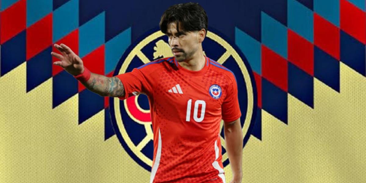 Víctor Dávila y al fondo el escudo del América (Foto: GettyImages)