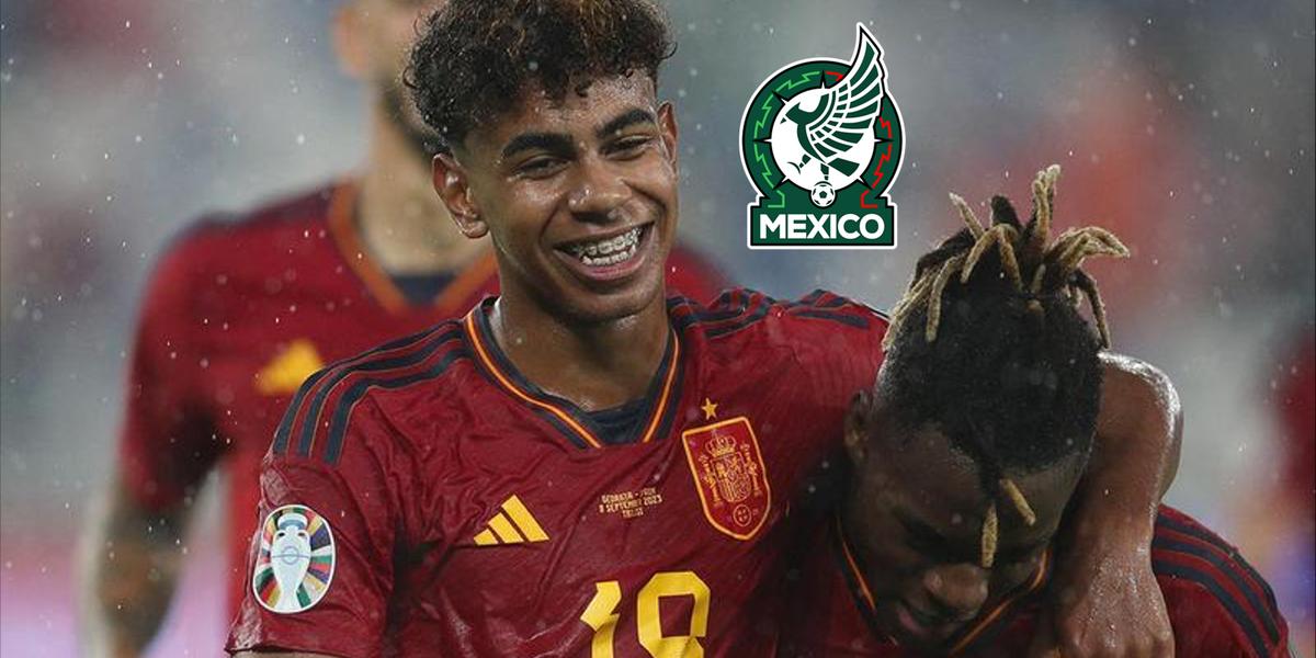 Yamal festeja gol con la selección de España (Fuente: Excelsior) 